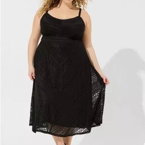 Torrid Midi Lace Skater Dress Black
